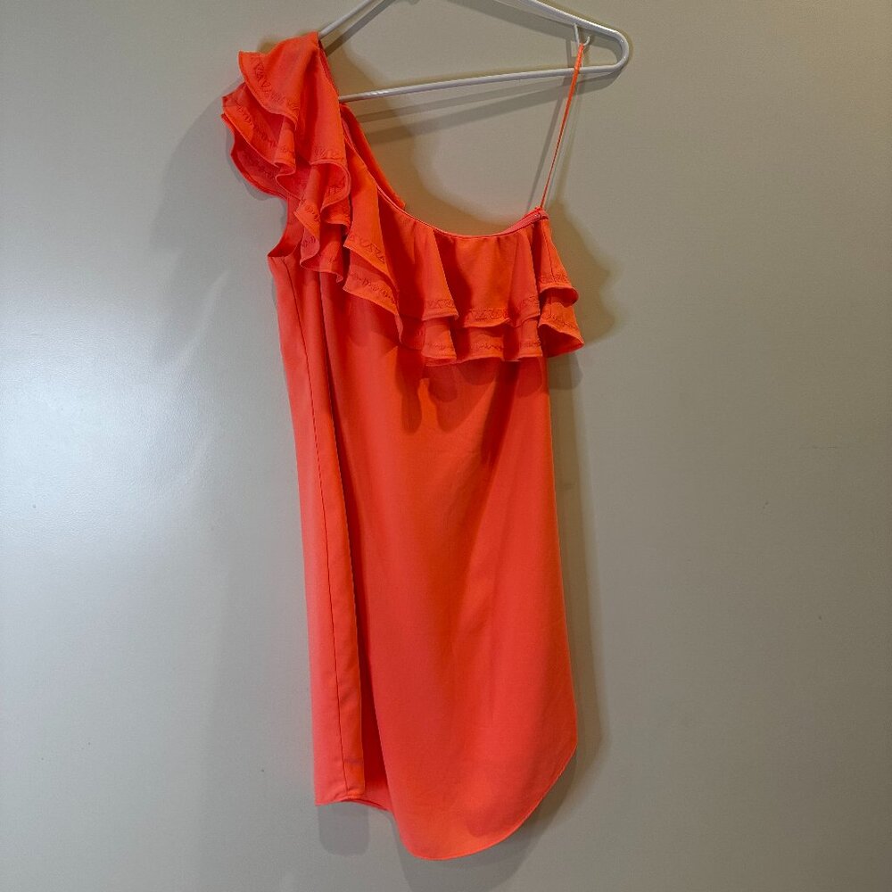 APT 9 Coral One-Shoulder Ruffle Mini Dress